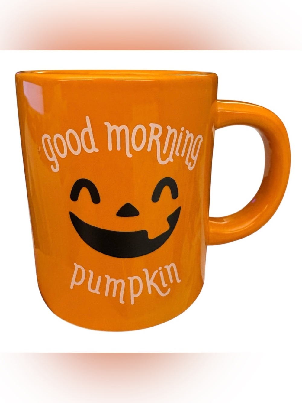Pearhead Good Morning Pumpkin Mug Coffee Cup Jack-O-Lantern Halloween Fall